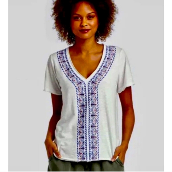 KNOX ROSE white Embroidered boho blouse size L - Picture 1 of 13